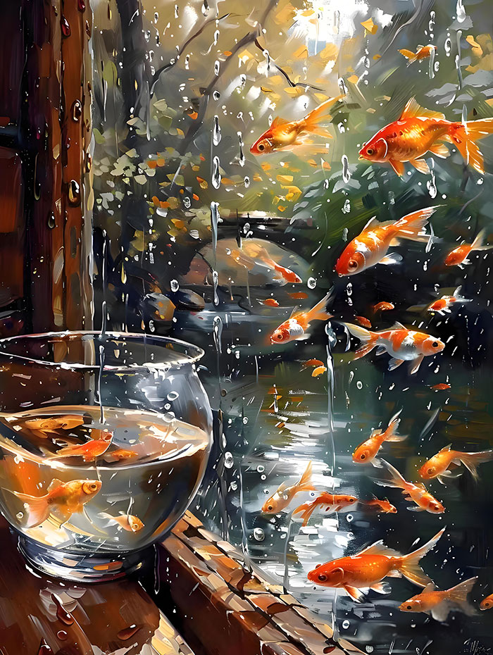 Goldfish Dancing in the Rain